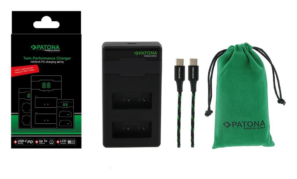 Patona 161957 Premium NP-W126 Fujifilm İkili USB-C Şarj Cihazı + PD20W Adaptör