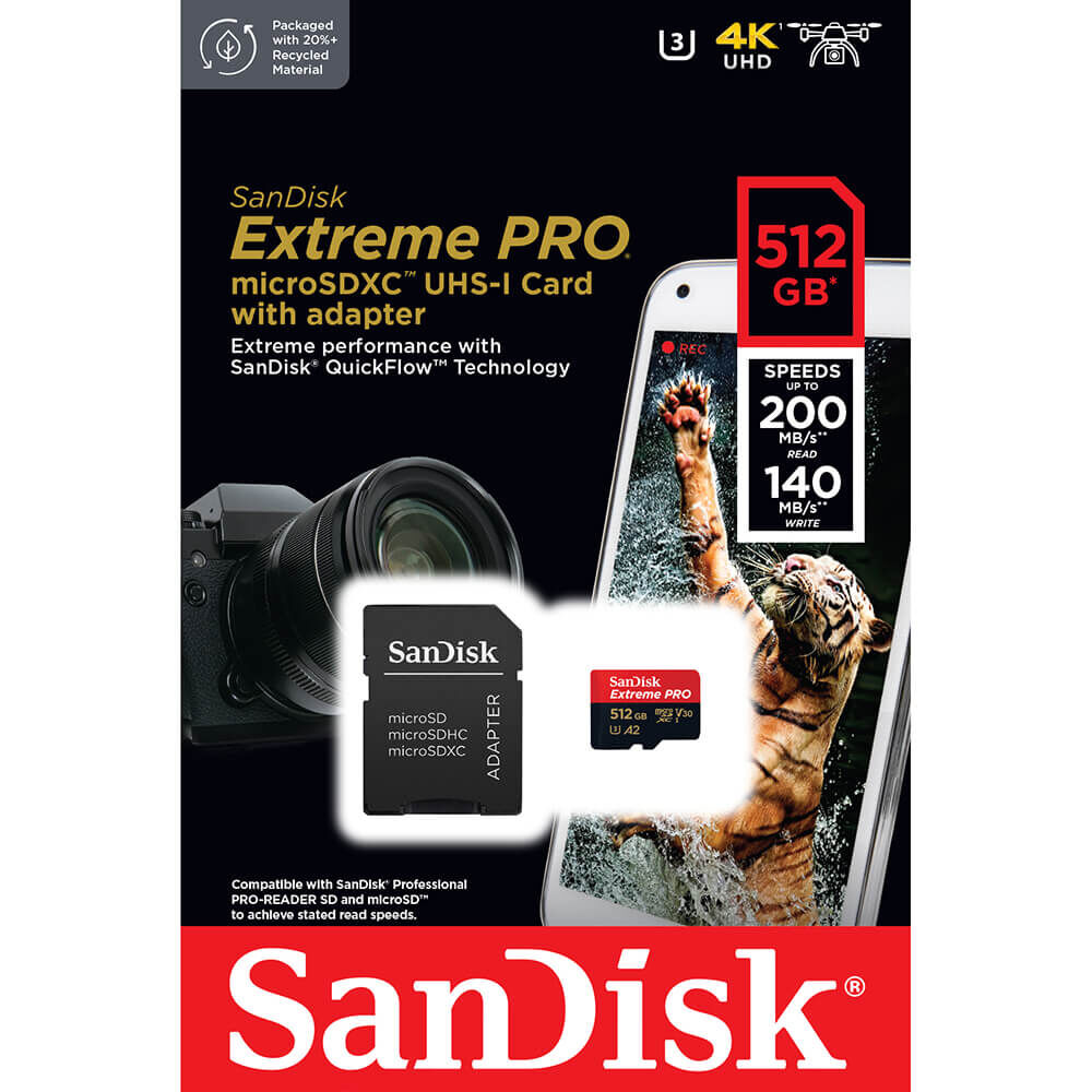 Sandisk 512GB MicroSDXC Extreme Pro 200MB/s Hafıza Kartı