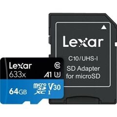 Lexar 64GB 5'li Paket 633X 100MB/s MicroSDXC Hafıza Kartı