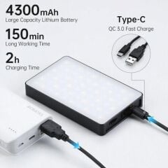 GVM 8RS RGB Kamera Üstü Dahili Akülü Mobil Led Işık (11x7cm)