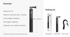 Ulanzi MT-76 Go-Quick II 1.5m Aksiyon Kamerası İçin Manyetik Uzatılabilir Selfie Çubuğu