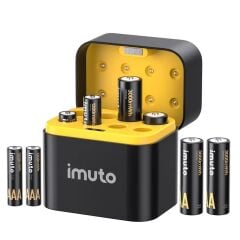 Imuto 3000 mWh AA & 1300 mWh AAA Lityum Şarjlı Pil Seti (4+4) Yuvalı Şarj Ünitesi