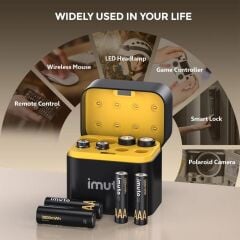 Imuto 3000 mWh AA & 1300 mWh AAA Lityum Şarjlı Pil Seti (4+4) Yuvalı Şarj Ünitesi