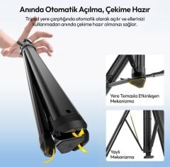Ulanzi MT93 160cm Otomatik Açılır Uka Ball Head Quick Release Alüminyum Tripod