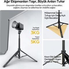 Ulanzi MT93 160cm Otomatik Açılır Uka Ball Head Quick Release Alüminyum Tripod