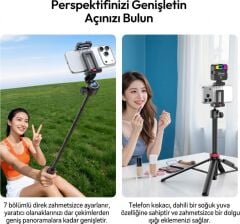 Ulanzi MT-44B 150cm 2 in 1 Otomatik Açılan 4 Ayaklı Selfie Monopod Tripod Siyah