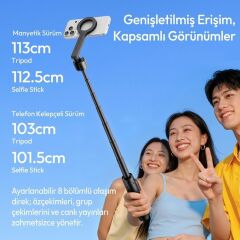Ulanzi SK26 113cm Manyetik 2'si 1 Arada Selfie Monopod Tripod Siyah