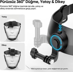 Ulanzi CM029 Ayarlanabilir Aksiyon Kamera ve Telefon Head Mount POV Çekim Sistemi
