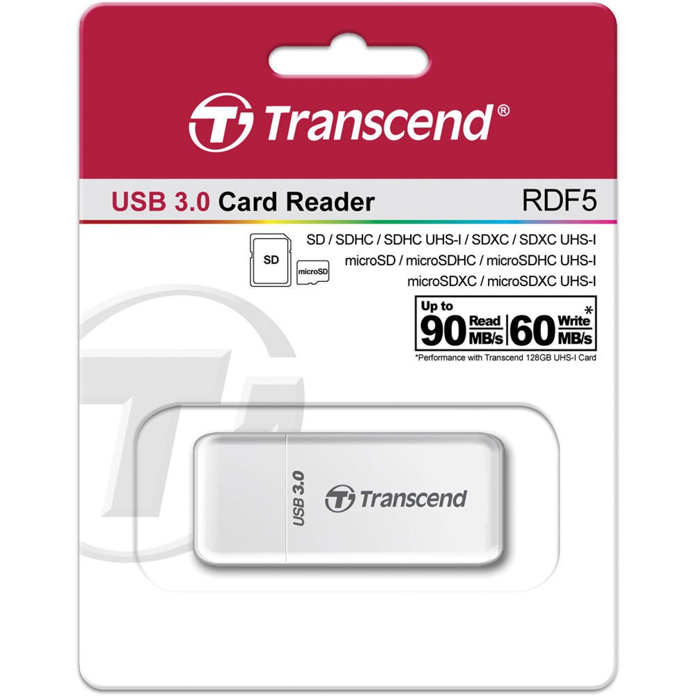 Transcend RDF5 USB 3.1 Gen1 SD/MicroSD Kart Okuyucu (Beyaz)