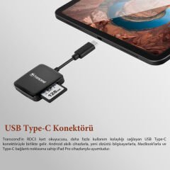 Transcend RDC3 USB 3.2 Gen1 Type-C SD/MicroSD Kart Okuyucu (Siyah)