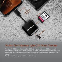 Transcend RDC3 USB 3.2 Gen1 Type-C SD/MicroSD Kart Okuyucu (Siyah)