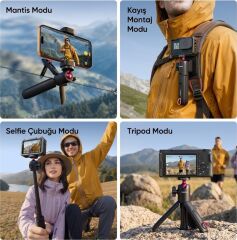 Ulanzi MT55 SnapGo 4 in 1 Mini Selfie Stick Tripod Telefon ve Aksiyon Kamera Uyumlu