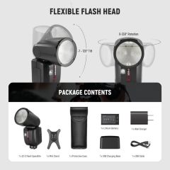 Neewer Z2-C Yuvarlak Başlıklı Bataryalı Tepe Flaşı Difüzör Set (Canon)