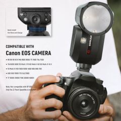 Neewer Z2-C Yuvarlak Başlıklı Bataryalı Tepe Flaşı Difüzör Set (Canon)