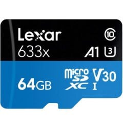 Lexar 64GB 633X 100MB/s SD Adaptörlü MicroSDXC Hafıza Kartı