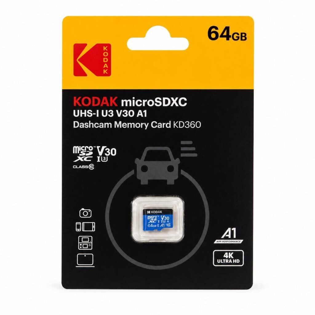 Kodak 64GB UHS-I U3/V30/A1 Araç Kamerası için MicroSD Kart KD360