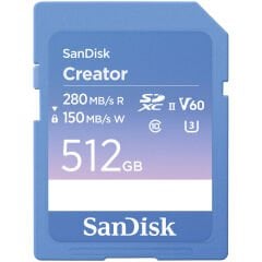 Sandisk 512GB Creator UHS-II 280MB/s V60 SDXC Kart