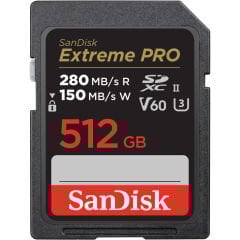 Sandisk 512GB SDXC Extreme Pro 280MB/s UHS-II V60 Kart