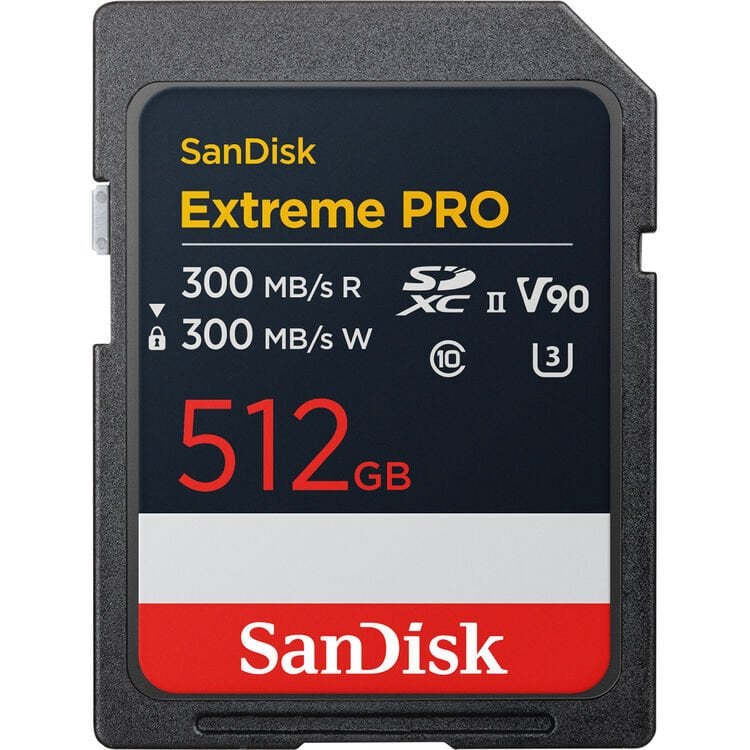 Sandisk 512GB SDXC Extreme Pro 300MB/s UHS-II V90 Kart