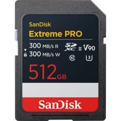 Sandisk 512GB SDXC Extreme Pro 300MB/s UHS-II V90 Kart