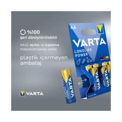Varta AA Longlife Power 4'lü Alkalin Kalem Pil (SKT: 12-2032)