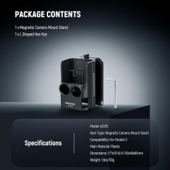 NEEWER BASICS AC015 Manyetik Kamera Montajı (DJI Osmo Pocket 3 Uyumlu, 180° Dönebilir)