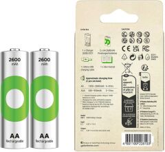 GP E221 Recyko USB Şarj Cihazı + 2600mAh Şarjlı Pil (Adaptör Hariç)