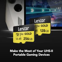 Lexar 256GB Gold 280MB/s V60 UHS-II microSDXC Hafıza Kartı