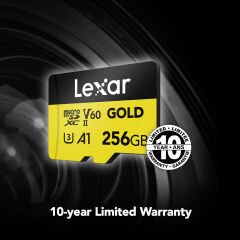 Lexar 256GB Gold 280MB/s V60 UHS-II microSDXC Hafıza Kartı