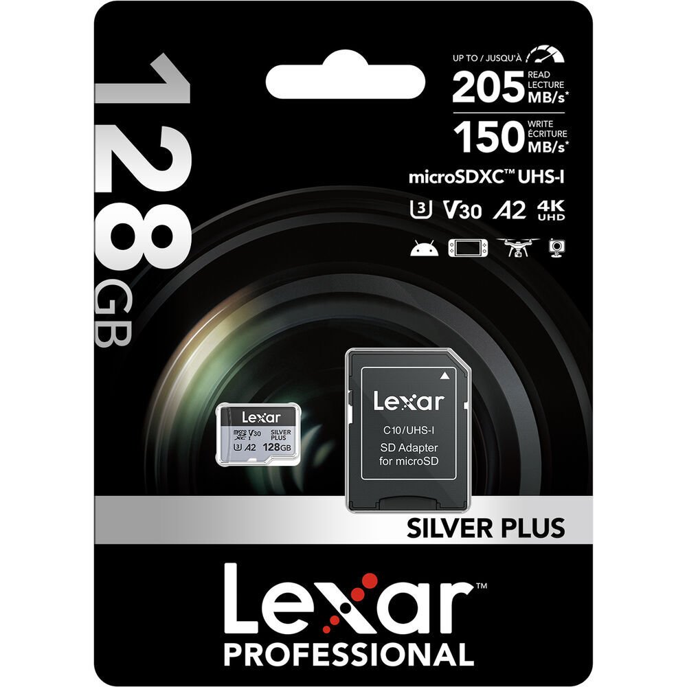 Lexar 128GB Silver Plus 205MB/s microSDXC Hafıza Kartı