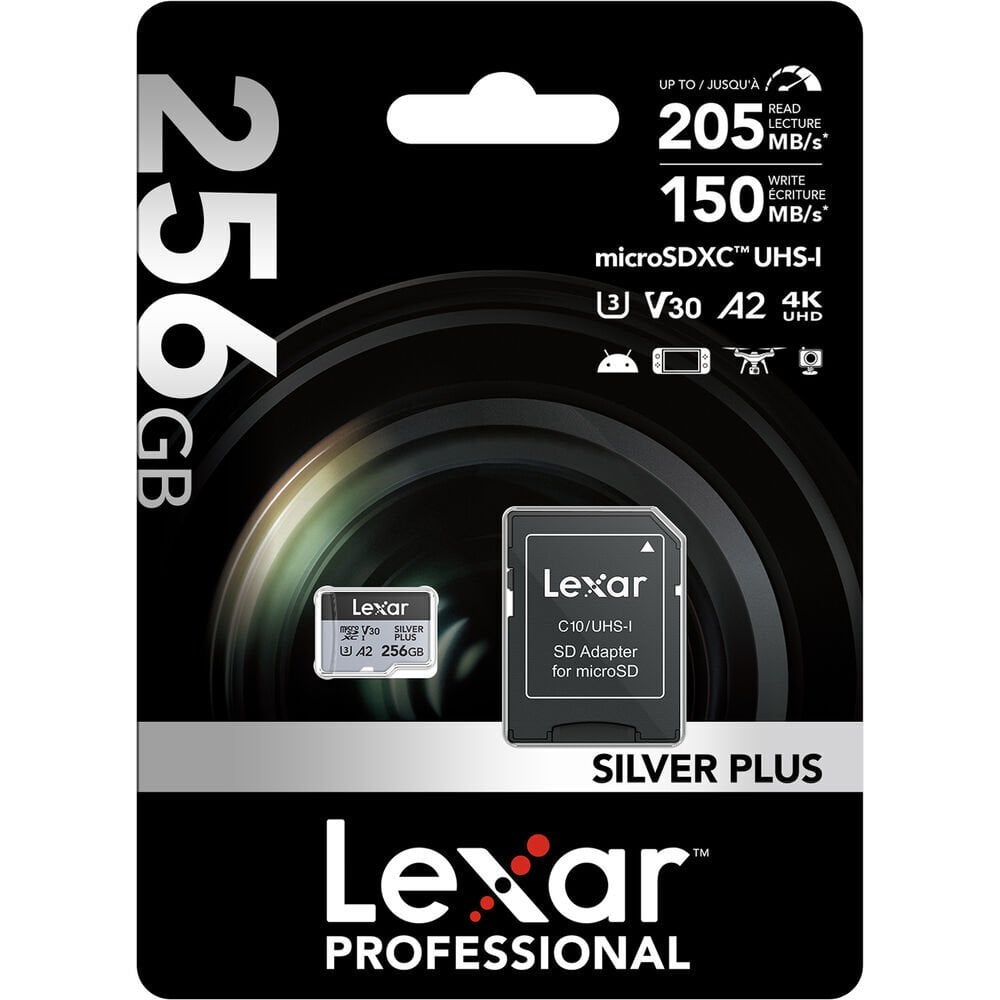 Lexar 256GB Silver Plus 205MB/s microSDXC Hafıza Kartı