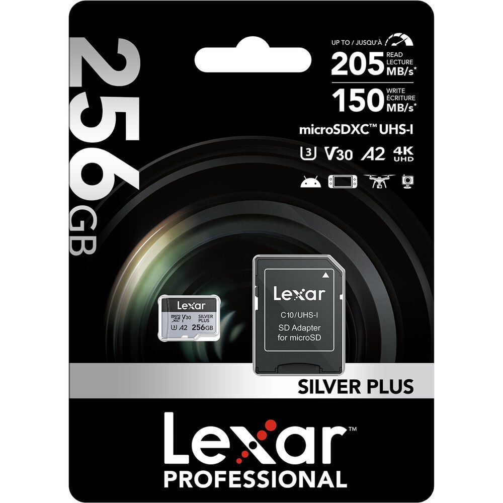 Lexar 256GB Silver Plus 205MB/s microSDXC Kart