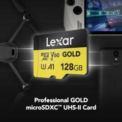 Lexar 128GB Gold 280MB/s V60 UHS-II microSDXC Hafıza Kartı