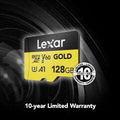 Lexar 128GB Gold 280MB/s V60 UHS-II microSDXC Hafıza Kartı