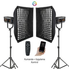 GDX 300 RGB III Profesyonel İkili Fotoğrafçılık ve Video Renkli Dolgu Işığı Seti