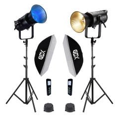 GDX Exc-180RGB-II Rgb Led Video Işığı 2'li Full Set (60x90 Softbox + 260 cm Kalın Işık Ayağı)