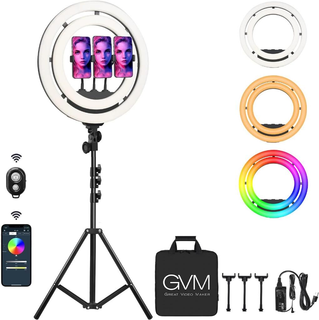 GVM Ring-18 50W Güçlü Bi-Color ve RGB Ring Light Kiti (18'')