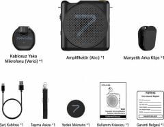 7Ryms WA2 Kablosuz Yaka Mikrofonlu Taşınabilir Ses Amplifikatörü Siyah