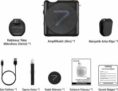 7Ryms WA2 Kablosuz Yaka Mikrofonlu Taşınabilir Ses Amplifikatörü Siyah