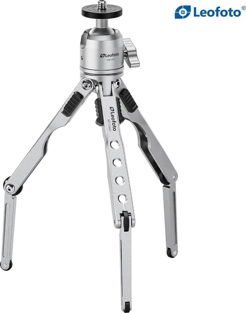 Leofoto MT-03 + MBH-20 Mini Tripod Kiti Gümüş