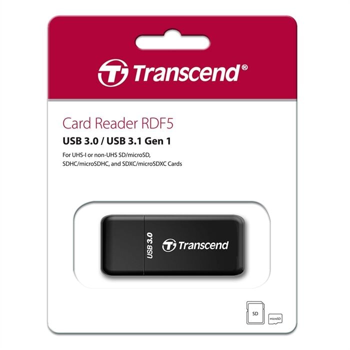 Transcend RDF5 USB 3.1 Gen1 SD/MicroSD Kart Okuyucu (Siyah)
