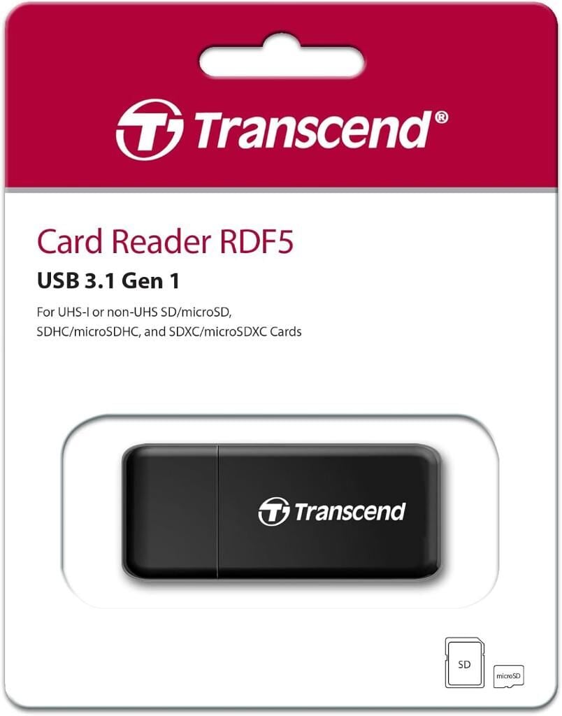 Transcend RDF5 USB 3.1 Gen1 SD/MicroSD Kart Okuyucu (Siyah)