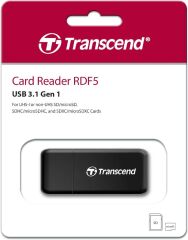 Transcend RDF5 USB 3.1 Gen1 SD/MicroSD Kart Okuyucu (Siyah)