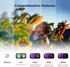 K&F Concept Insta360 Luna Ultra İçin 4 Parça Filtre Seti (CPL + ND16 + ND64 + ND256)