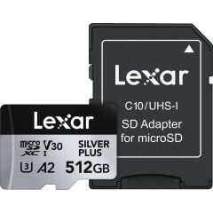 Lexar 512GB Silver Plus 205MB/s microSDXC Hafıza Kartı