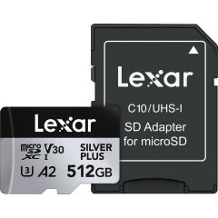 Lexar 512GB Silver Plus 205MB/s microSDXC Hafıza Kartı