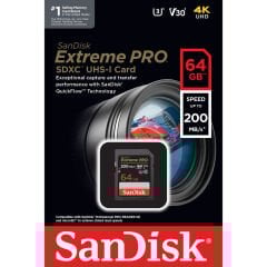 Sandisk 64GB SDXC Extreme Pro 200MB/s Hafıza Kartı