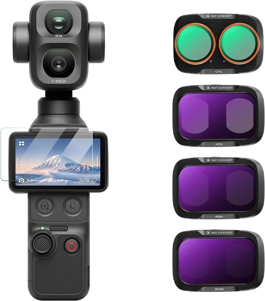 K&F Concept Dji Osmo Pocket 4P İçin 4 Parça Filtre Seti (CPL + ND16 + ND64 + ND256) – (Plastik)