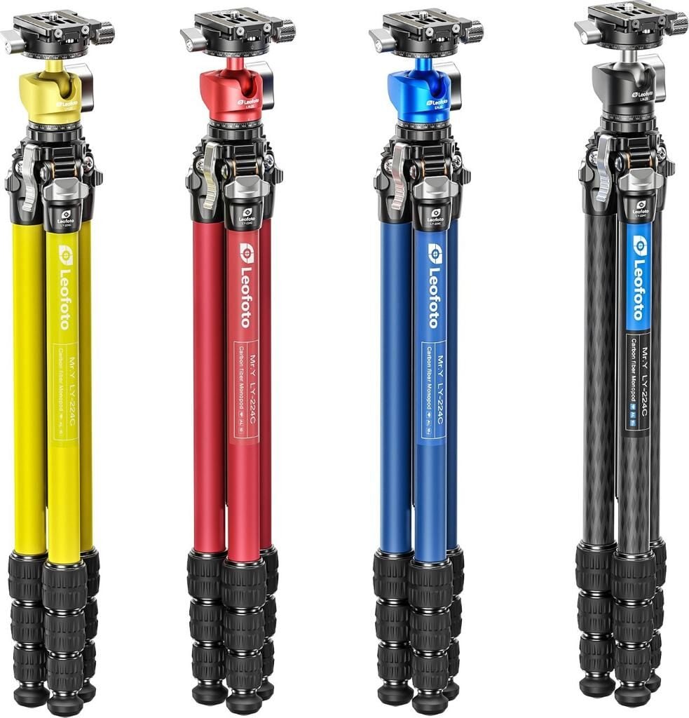 Leofoto LY-224C+LH-25 Y Şekilli Orta Sütun Tasarımlı Tripod Siyah