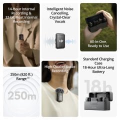 DJI Mic 2 (2 TX + 1 RX + Charging Case) 2'li Kablosuz Mikrofon